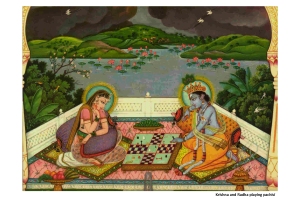 Krishna and Radha playing pachisi